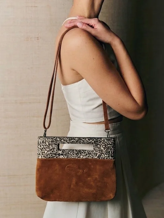 By ANTHROPOLOGIE Tara Textured Clutch Leather Suede Crossbody in Brown - Picture 2 of 14